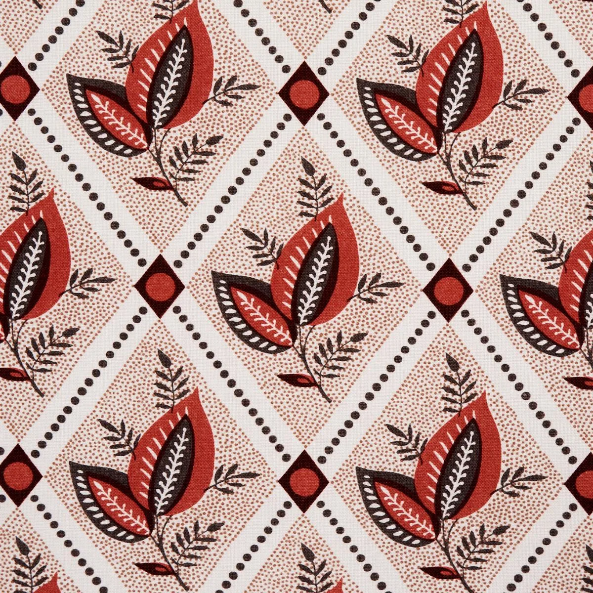 Schumacher 180571 Basile Trellis Spice & Carbon fabric swatch