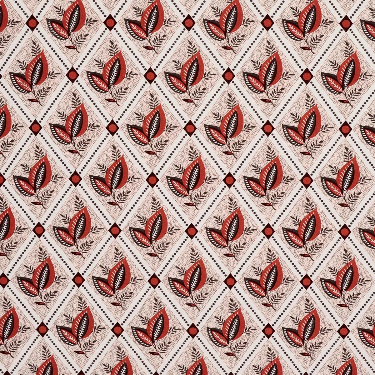 Schumacher 180571 Basile Trellis Spice & Carbon fabric swatch