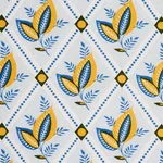 Schumacher 180572 Basile Trellis Yellow & Blue fabric swatch