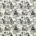 Schumacher 66602 Bassano Embroidered Toile Black fabric swatch