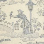 Schumacher 66600 Bassano Embroidered Toile Delft fabric swatch