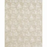 Schumacher 66601 Bassano Embroidered Toile Linen fabric swatch