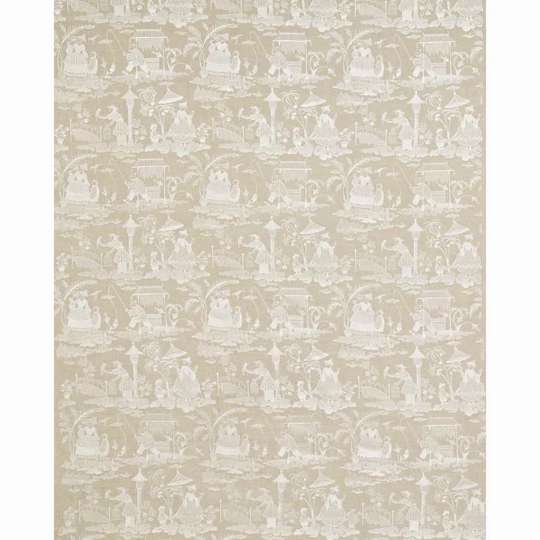 Schumacher 66601 Bassano Embroidered Toile Linen fabric swatch