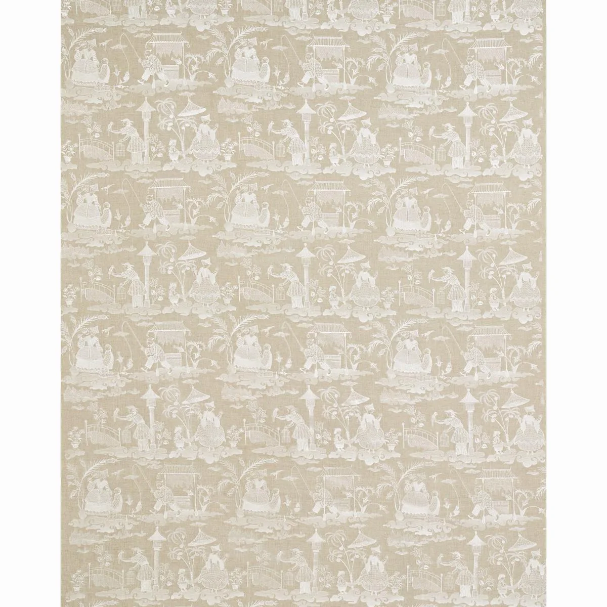 Schumacher 66601 Bassano Embroidered Toile Linen fabric swatch
