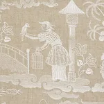 Schumacher 66601 Bassano Embroidered Toile Linen fabric swatch