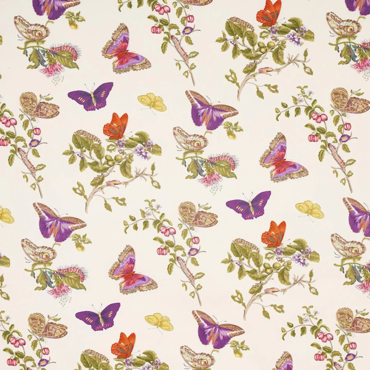 178722 Baudin Butterfly Chintz Purple Fabric