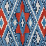 Schumacher 78150 Bayeta Embroidery Blue & Red fabric swatch