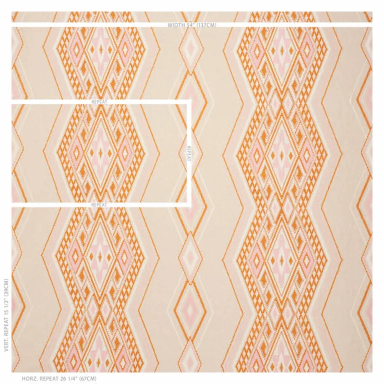 Schumacher 78151 Bayeta Embroidery Pink & Orange fabric swatch