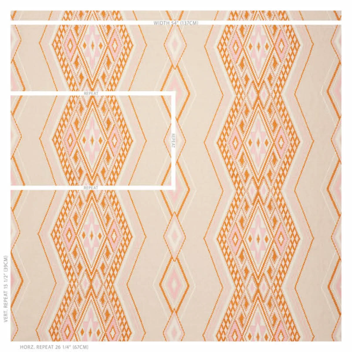 Schumacher 78151 Bayeta Embroidery Pink & Orange fabric swatch