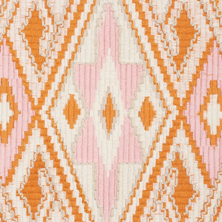 Schumacher 78151 Bayeta Embroidery Pink & Orange fabric swatch
