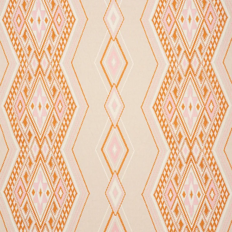 Schumacher 78151 Bayeta Embroidery Pink & Orange fabric swatch