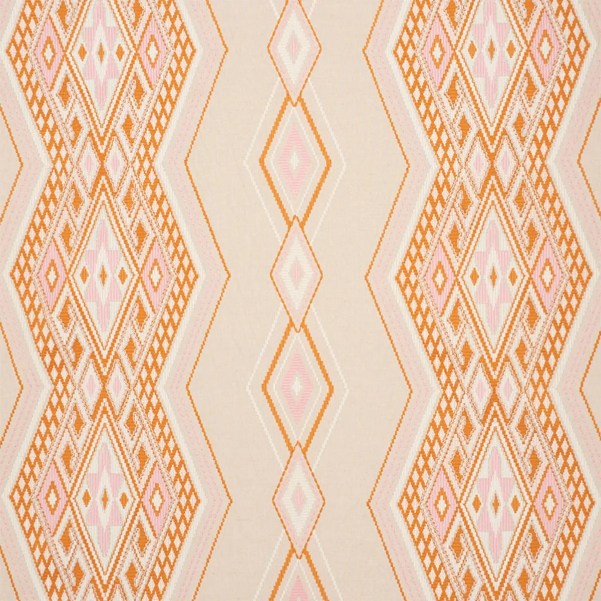 Schumacher 78151 Bayeta Embroidery Pink & Orange fabric swatch