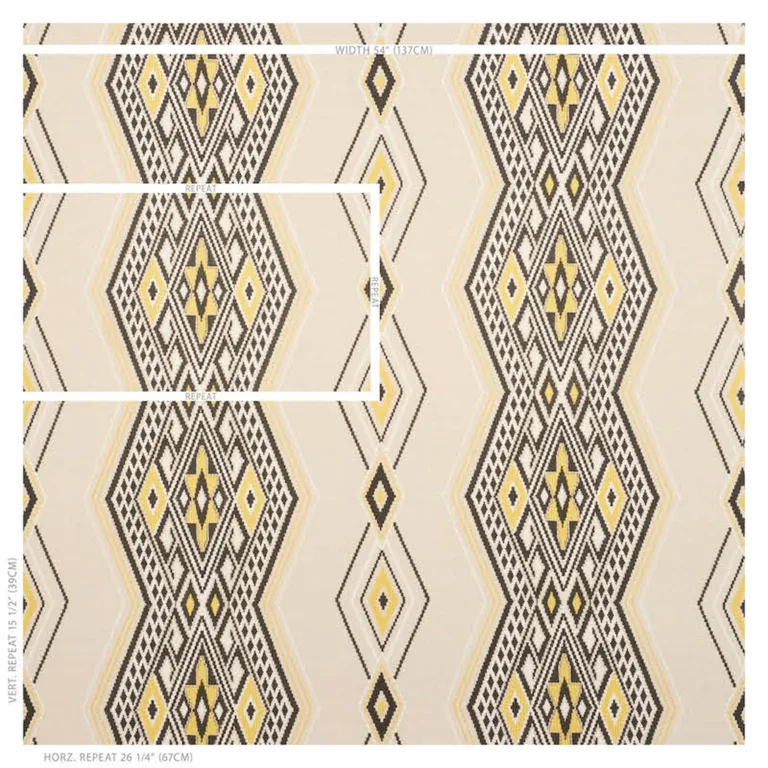 Schumacher 78152 Bayeta Embroidery Yellow & Neutral fabric swatch