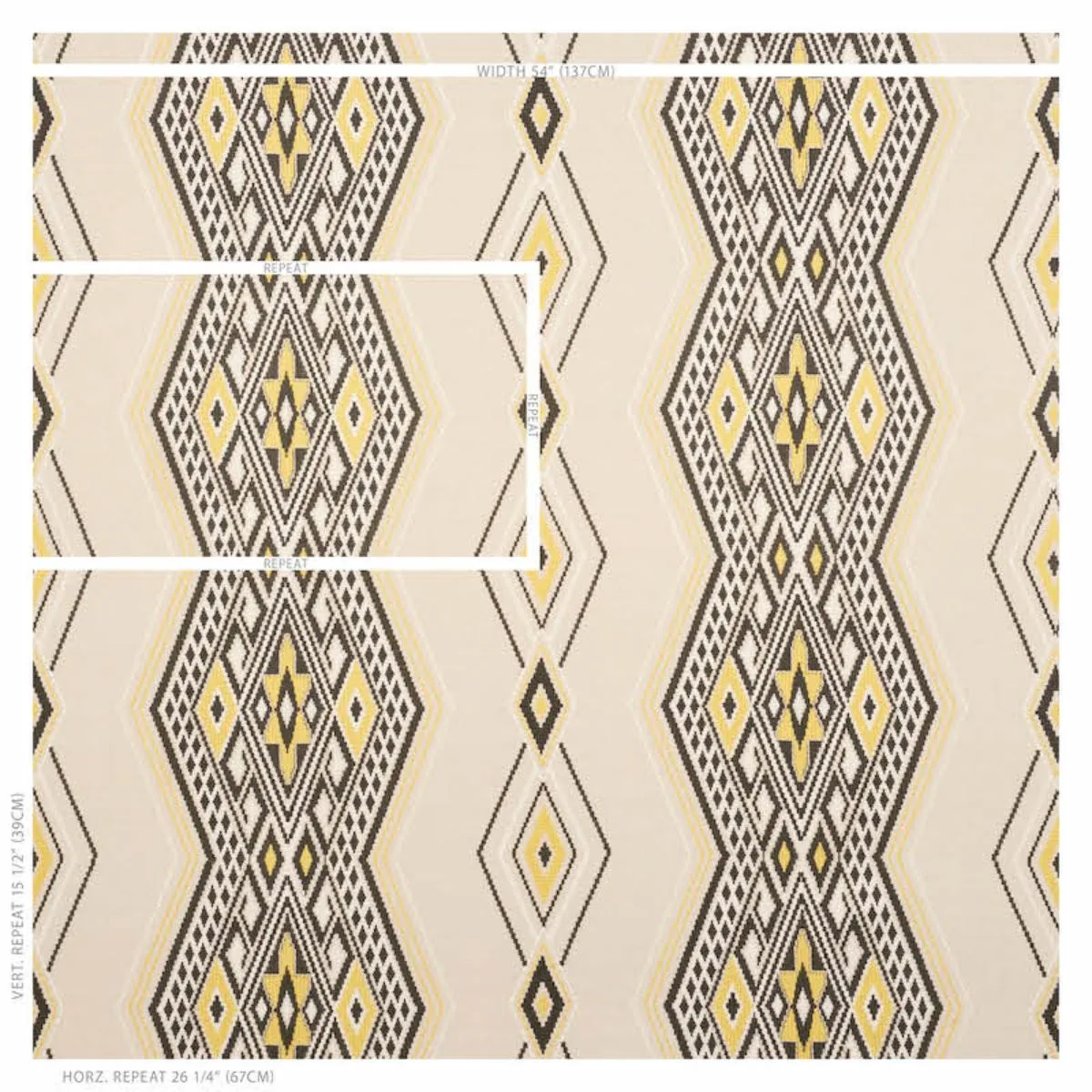 Schumacher 78152 Bayeta Embroidery Yellow & Neutral fabric swatch