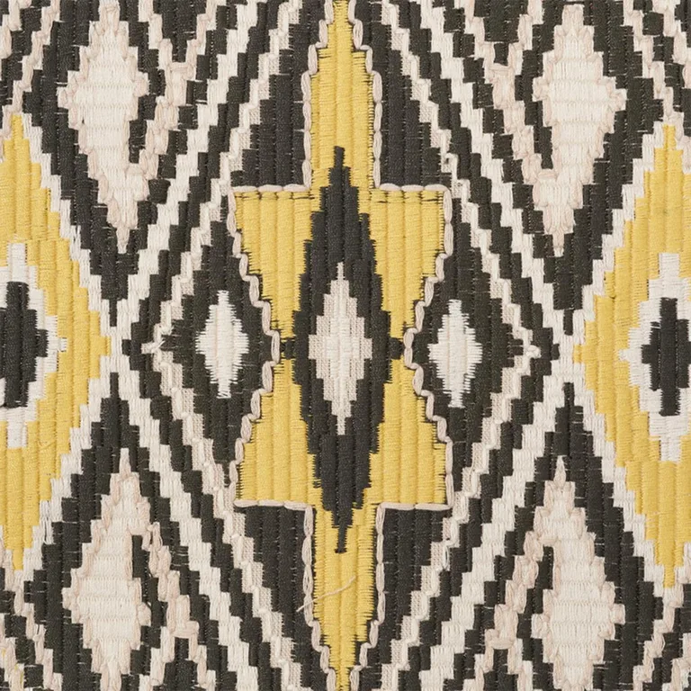 Schumacher 78152 Bayeta Embroidery Yellow & Neutral fabric swatch