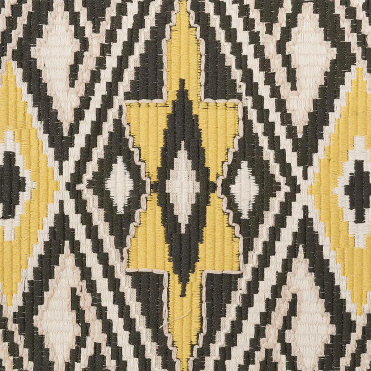 Schumacher 78152 Bayeta Embroidery Yellow & Neutral fabric swatch