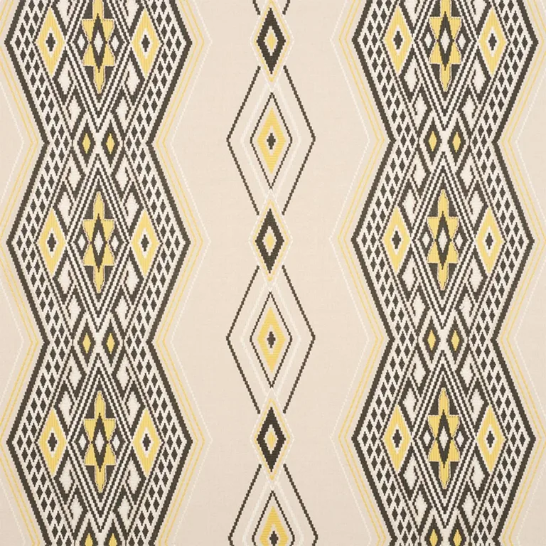 Schumacher 78152 Bayeta Embroidery Yellow & Neutral fabric swatch