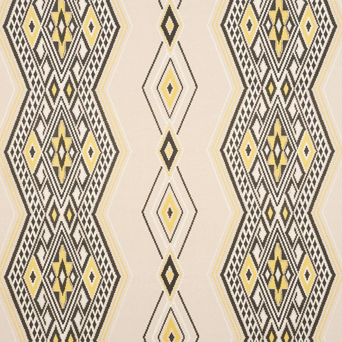 Schumacher 78152 Bayeta Embroidery Yellow & Neutral fabric swatch