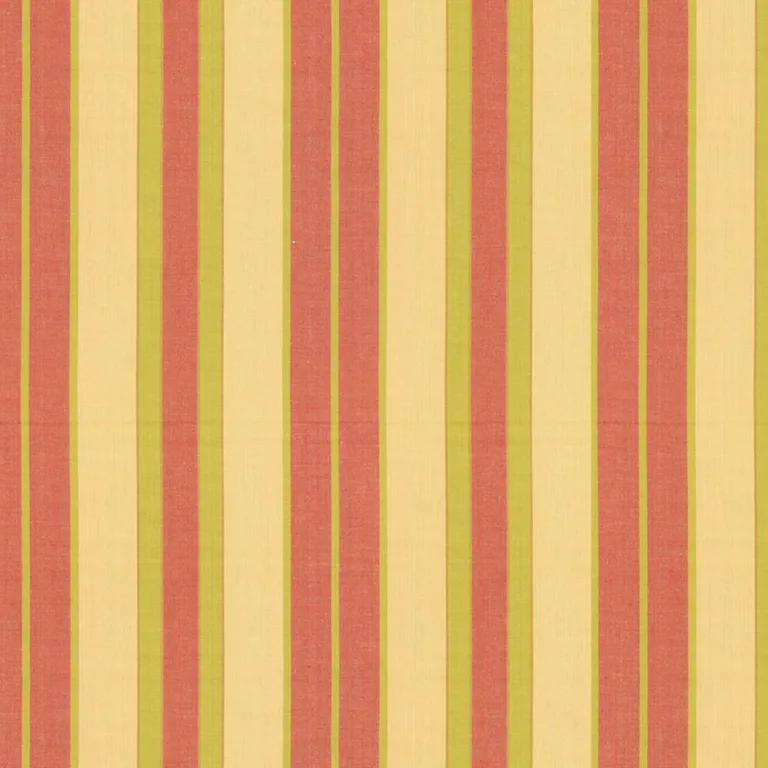 Schumacher 62996 Beacon Cotton Stripe Maize/Pear/Coral fabric swatch