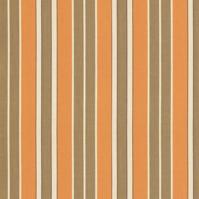 Schumacher 62995 Beacon Cotton Stripe Pumpkin/Mocha/Java fabric swatch