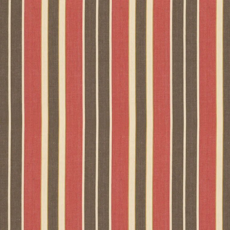 Schumacher 62994 Beacon Cotton Stripe Red/Java/Beige fabric swatch