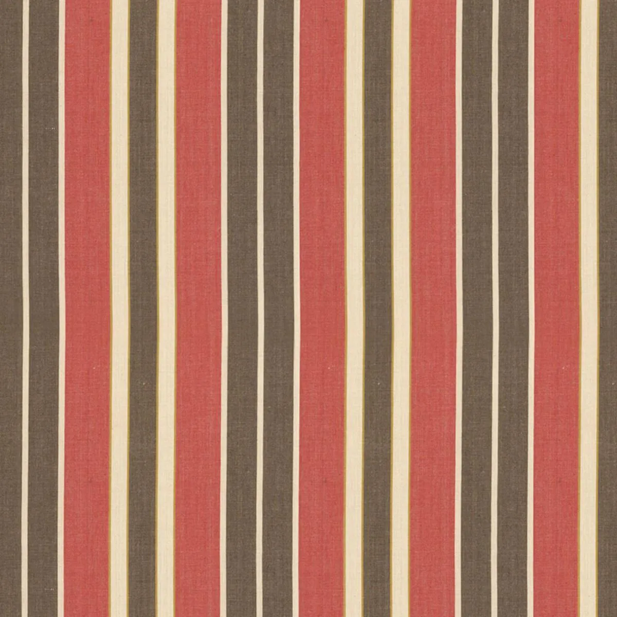 Schumacher 62994 Beacon Cotton Stripe Red/Java/Beige fabric swatch