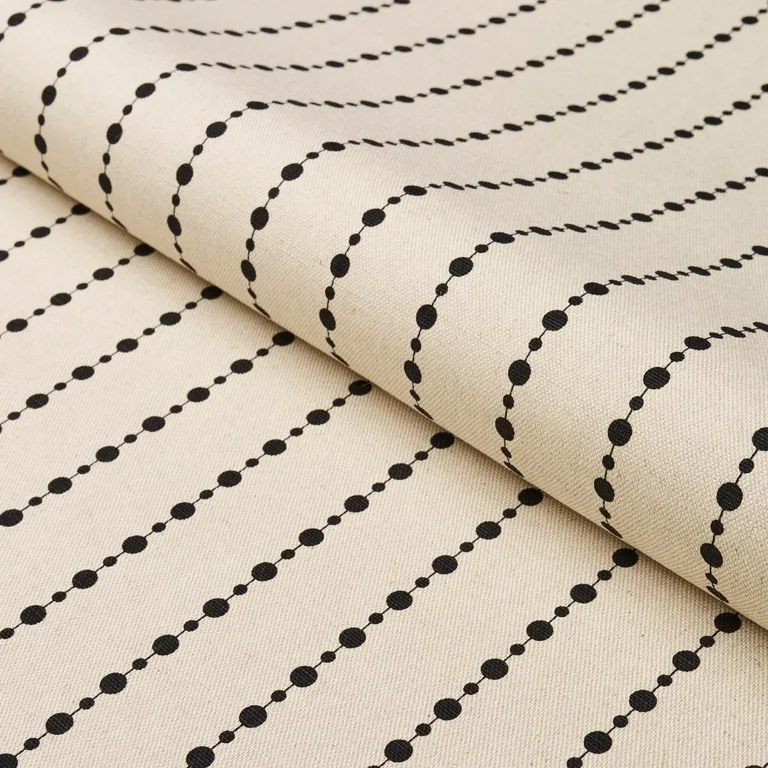 Schumacher 181430 Beaded Stripe Black And Cream fabric swatch