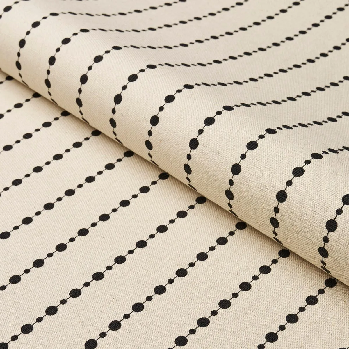 Schumacher 181430 Beaded Stripe Black And Cream fabric swatch