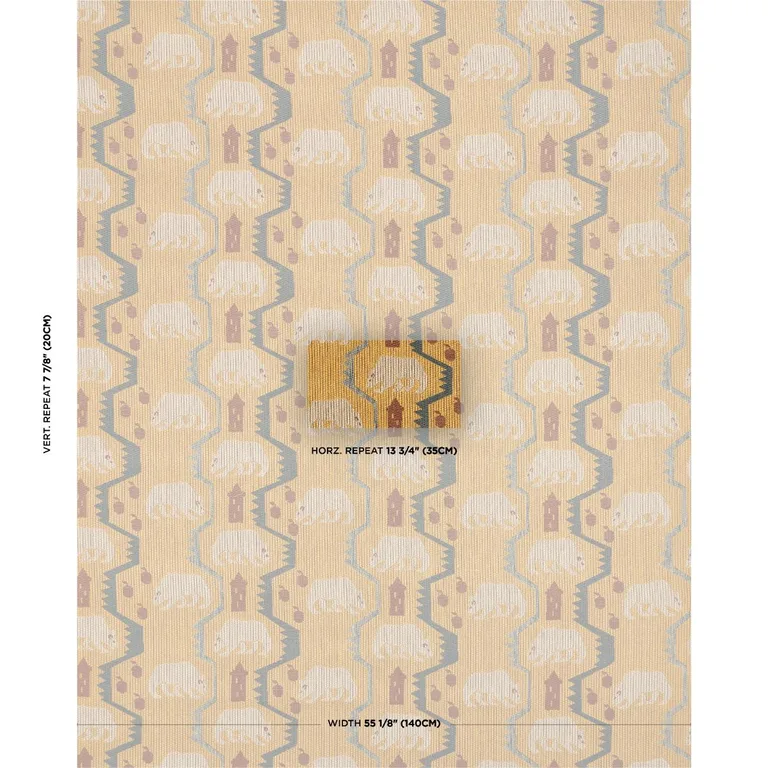 Schumacher 84980 Bear Brigade Ochre fabric swatch