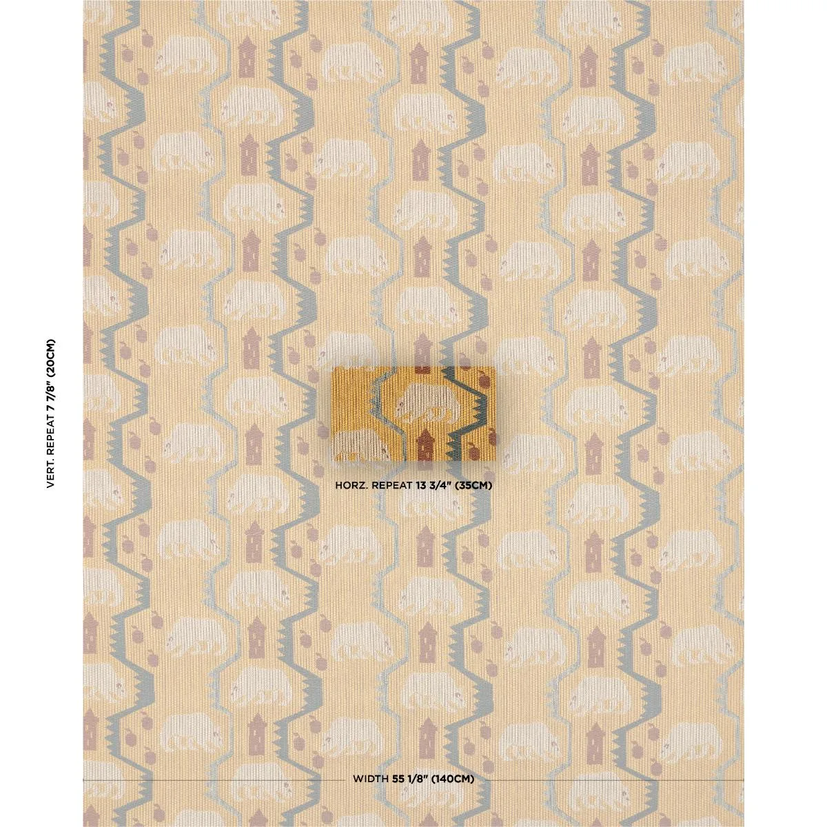 Schumacher 84980 Bear Brigade Ochre fabric swatch