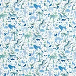 Schumacher 181591 Beasts Indoor/Outdoor Blue And Green fabric swatch