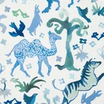 Schumacher 181591 Beasts Indoor/Outdoor Blue And Green fabric swatch