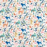 Schumacher 181590 Beasts Indoor/Outdoor Multi On Ivory fabric swatch