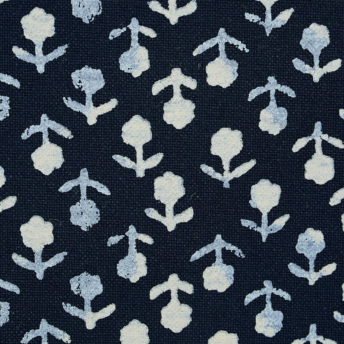 Schumacher 179351 Beatriz Handprint Indigo fabric swatch