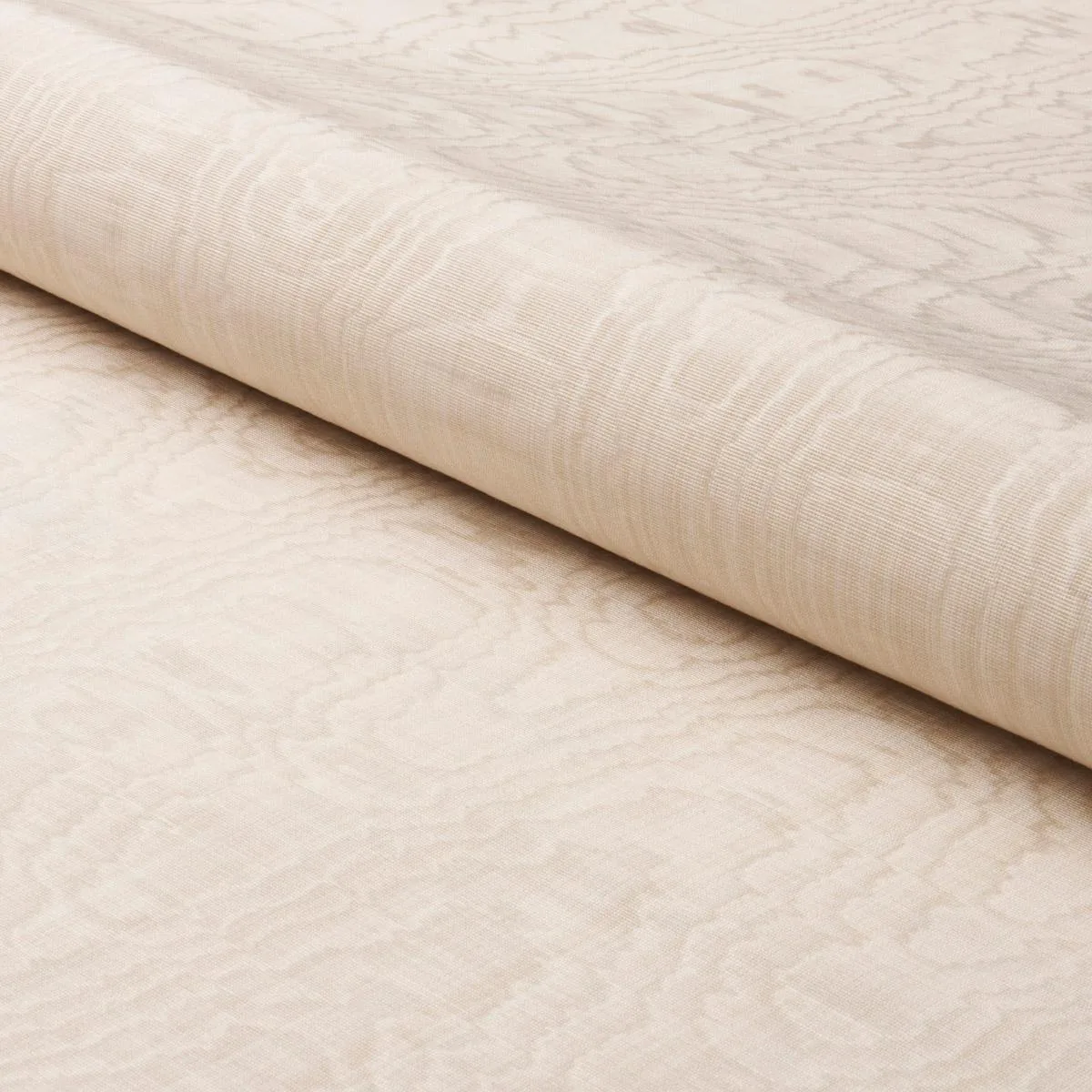 Schumacher 83250 Beau Cotton Linen Moiré Oyster fabric swatch