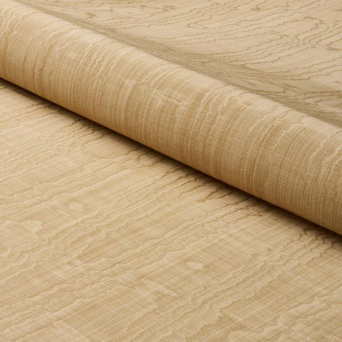 Schumacher 83252 Beau Cotton Linen Moiré Soft Gold fabric swatch