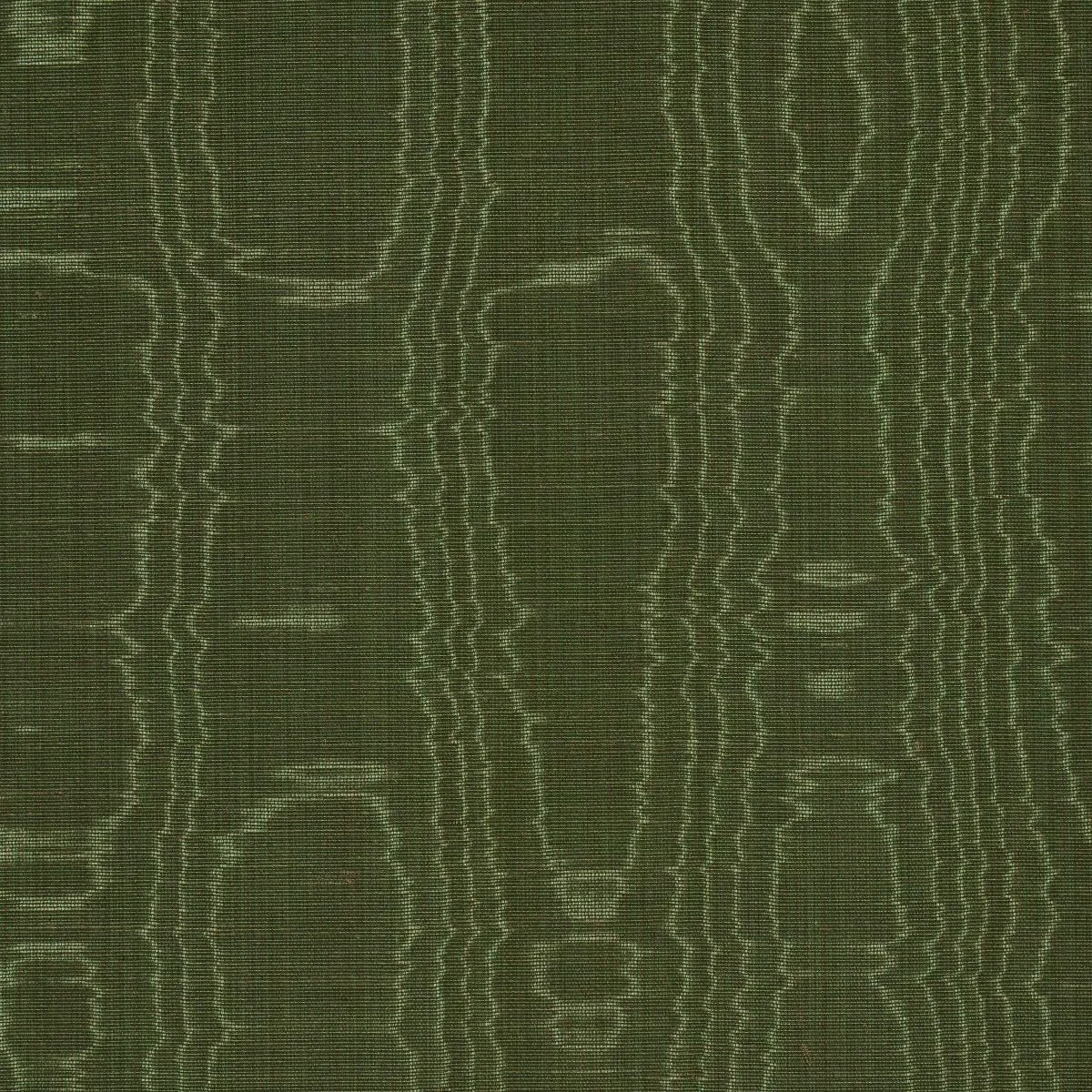Schumacher 83253 Beau Cotton Linen Moire Olive fabric swatch