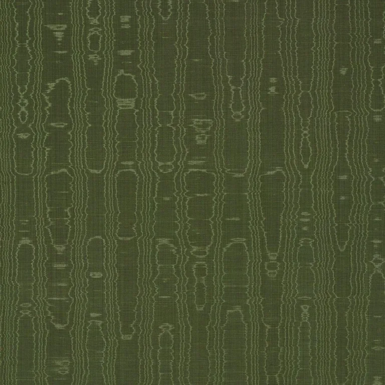 Schumacher 83253 Beau Cotton Linen Moire Olive fabric swatch