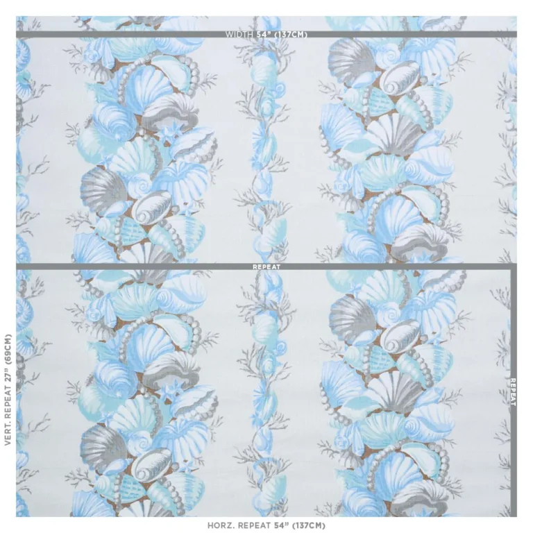 Schumacher 178780 Bedolina Chintz Blue & Grey fabric swatch