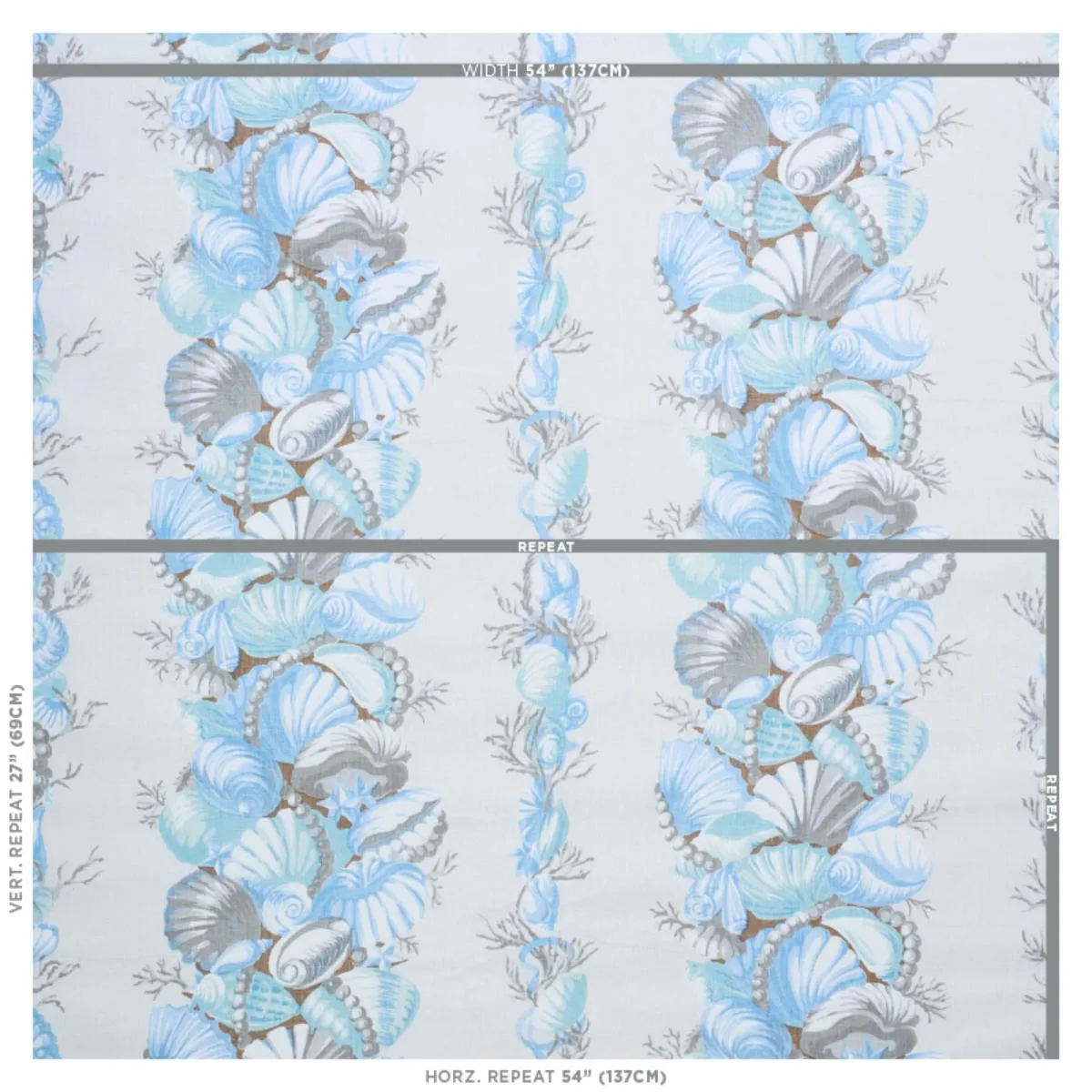 Schumacher 178780 Bedolina Chintz Blue & Grey fabric swatch