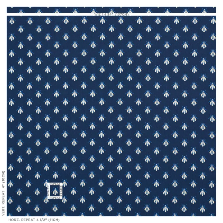 Schumacher 77411 Bee éPinglé Blue fabric swatch
