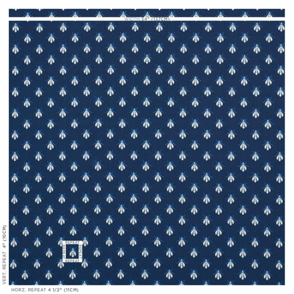 Schumacher 77411 Bee éPinglé Blue fabric swatch
