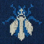 Schumacher 77411 Bee éPinglé Blue fabric swatch