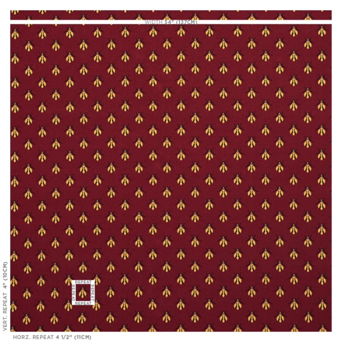 Schumacher 77410 Bee éPinglé Red fabric swatch