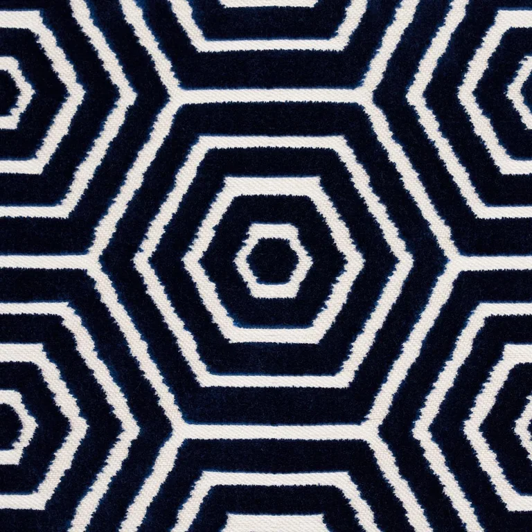 Schumacher 83211 Bees Knees Cut Velvet Navy fabric swatch