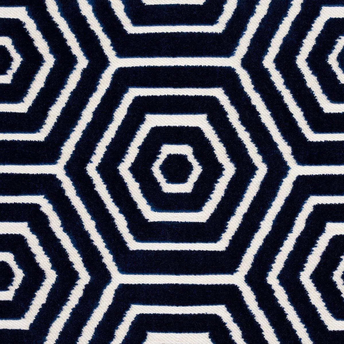 Schumacher 83211 Bees Knees Cut Velvet Navy fabric swatch