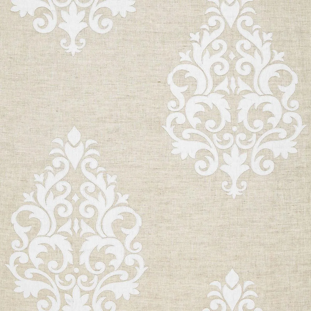 Schumacher 65100 Belfort Linen Appliqué Linen fabric swatch
