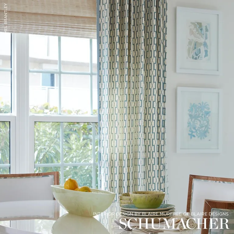 Schumacher 176115 Belvedere Peacock Blue fabric swatch