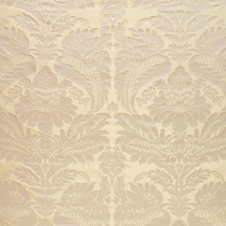 Schumacher 63734 Bennet Silk Damask Platinum fabric swatch