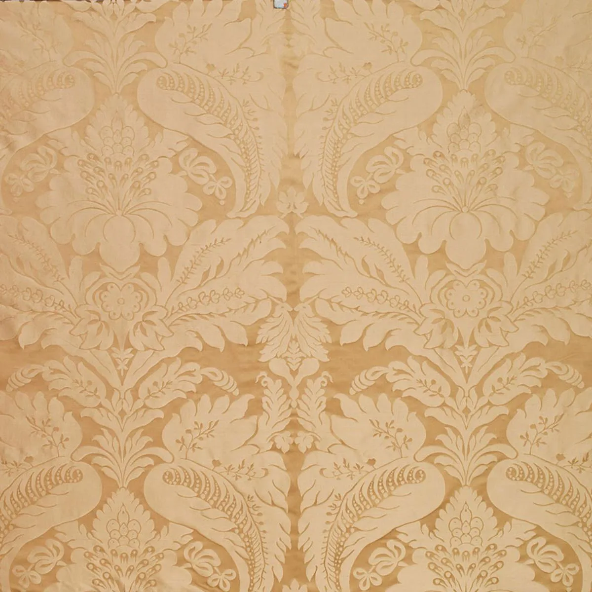 Schumacher 63733 Bennet Silk Damask Travertine fabric swatch